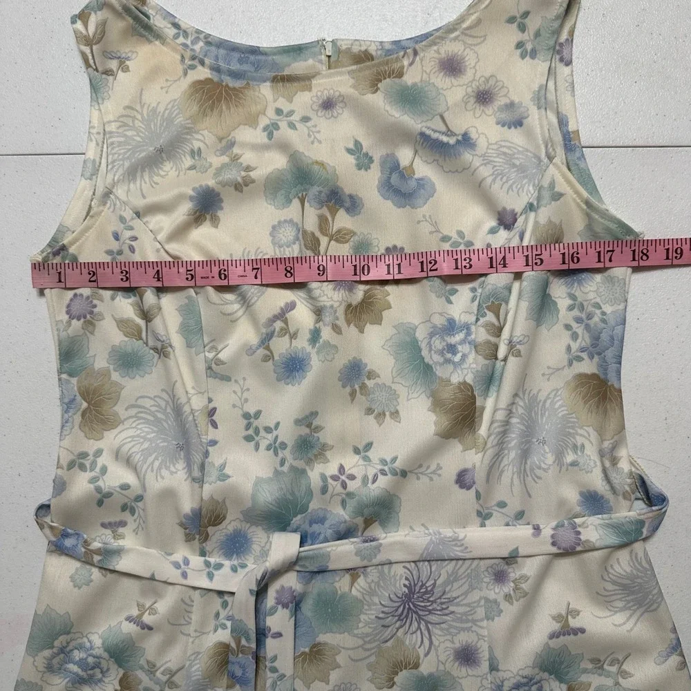 Vintage‎ 60's Floral 2 Piece Dress & Jacket Set Blue Purple Cream Cottagecore S